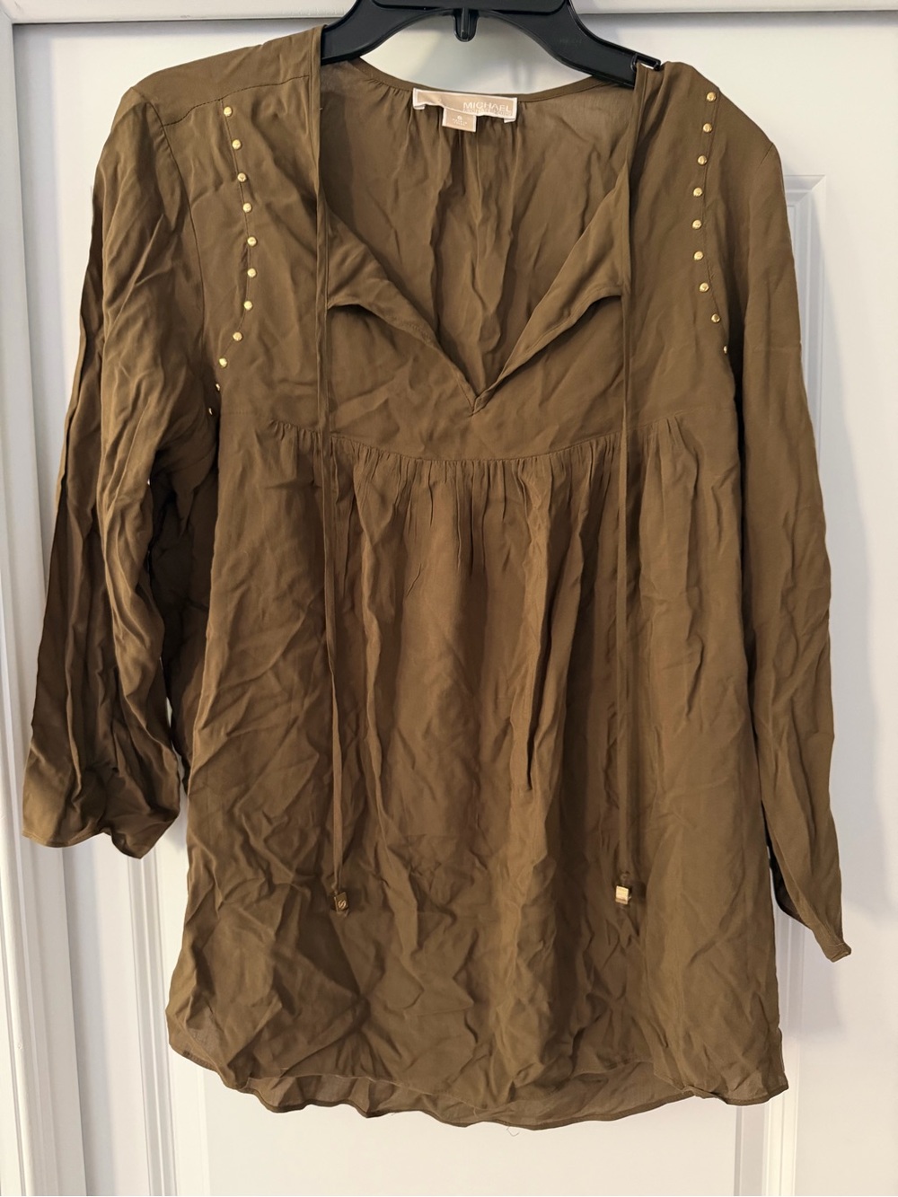 Michael Kors Studded Tie Neck Blouse